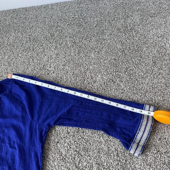 Athleta 100% Cotton Medium Blue Beaded Tunic Top / Beach Cover-Up – Size M - Picture 8 of 10